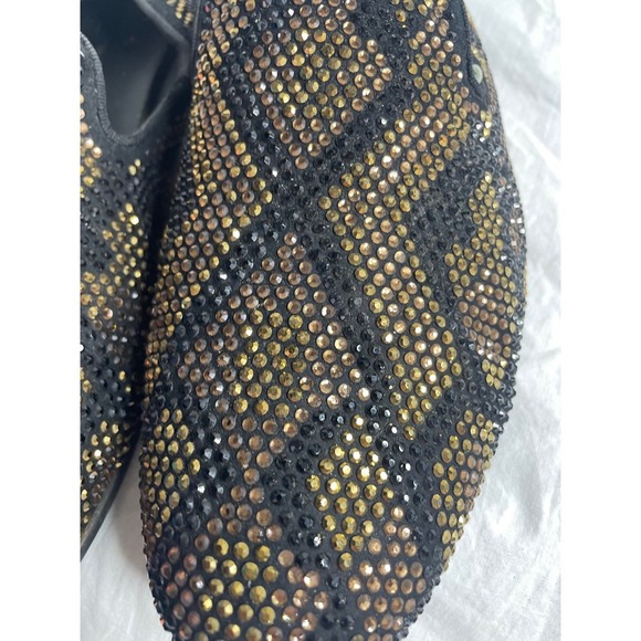 Giuseppe Zanotti Men\'s Black Gold Crystal Embellished Loafers Size 42
